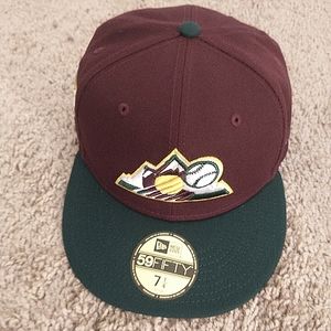 New Era 59Fifty Colorado Rockies MLB Hat size:7 1/4 color:Burgundy/Green/Yellow